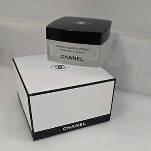 CHANEL White Frosted Jar with Black Lid Empty With Box